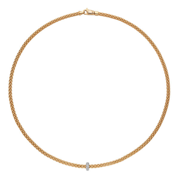 Prima Yellow Gold and  Diamond Pav&eacute; Necklace